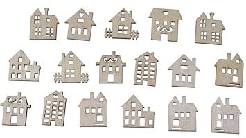 RiloStore 20er Set Deko Haus braun Natur Holzhaus Shabby Chic Dekohaus Set 2-3cm 20 Stück Häuser Winterdeko Raumdeko Holzhäuser Tischdeko Streuteile Basteln