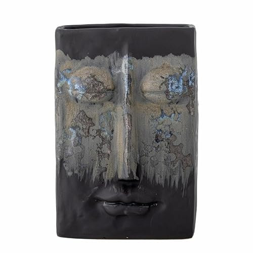 Nasru Vase, Schwarz, Steingut