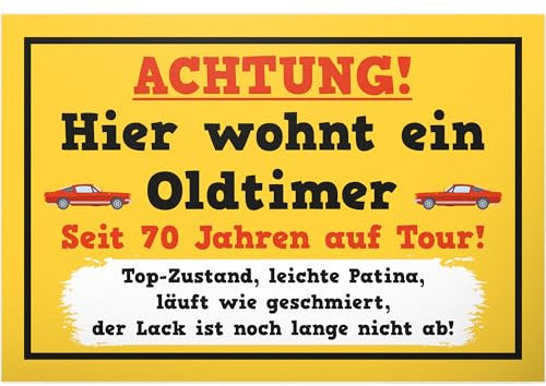 DankeDir! Oldtimer 70 Jahre - Schild Kunststoff 30 x 20 cm - 70er Geschenk Männer Geburtstagsgeschenk Freund 70. Geburtstag - Geburtstagskarte Geburtstagsdeko Partydeko Geschenkidee