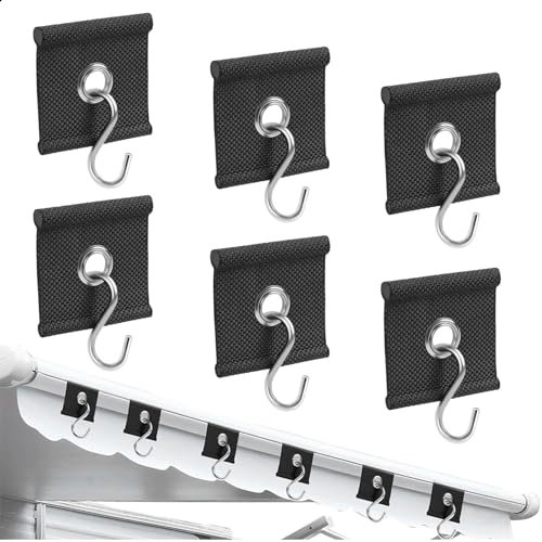 Calkkrer 6 Ganci per Strisce Keder, Ganci Keder ad Occhiello per Guida Keder, Ganci di Alta qualità per Tende da Sole, tendalini e Caravan, Soluzione efficiente.