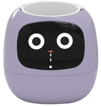 MagiDeal Pot de Fleurs Intelligent, Robot de jardinière, capteurs intelligents, Adorable avec émojis, jardinière AI pour Salon, Configuration de Bureau, Cadeau, Violet