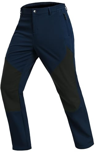 Djtnzdm Thermohose Herren Gefüttert Softshellhose Wasserdicht Warm Fleece Skihose Winddichte Outdoor Winter Hose mit Reißverschlusstasche