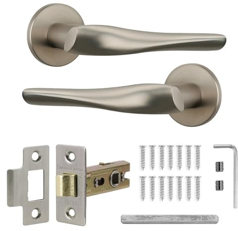 Decoranddecor Satin Nickel Door Handles – Aluminium Sets | Internal Door Handles with Tubular Mortice Latch | Nanda Range