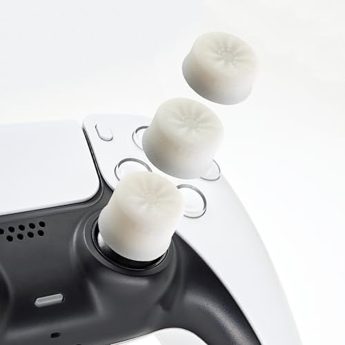 Luck&Link pulgar agarre Kit joystick cover Simulation cover para Switch Pro/PS5 Dualsense/Xbox[XSX/XB1] (Blanco)