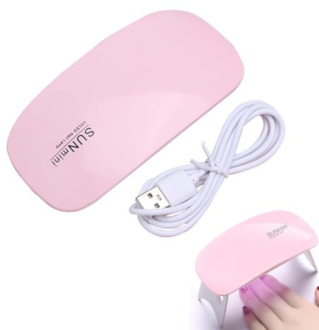 Mini UV LED Nail Lamp, 6W Portable Gel Polish Dryer with 60s/120s Timer, USB-Powered Travel Nail Light for DIY Manicure at Home/Salon, Cures All LED/UV Gel Nail Polish (Pink)