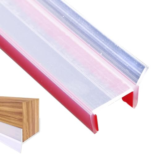 LOMUG 5M Küchenleiste Abdichtungsprofil für Küchensockel 15mm/16mm/17mm – Selbstklebend, Wasserdicht & Staubdicht, Transparentes Sockelprofil mit Starker Haftung