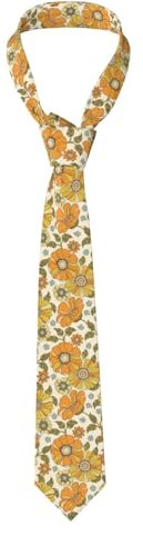 YOFIEN Bunte Retro-Krawatte im 70er-Jahre-Stil mit Blumenmuster, schmale Krawatte aus Polyester