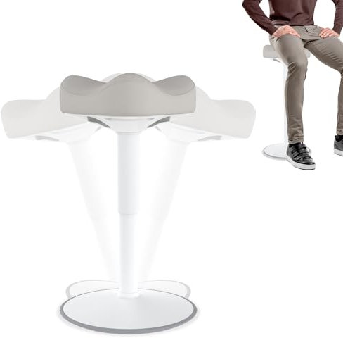 FIVMEN Ergonomischer Stehhocker Höhenverstellbar 57-82 cm Sitzhocker Bürohocker Stehhilfe mit Schwingeffekt Wackelhocker Sattelhocker Arbeitshocker für Zuhause und im Büro, Grau