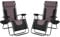 SG Traders Zero Gravity Chair - Reclining Outdoor Sun Lounger, Relaxer for Patio Decking Gardens Camping, Folding Chair with Cup Holder and Adjustable Headrest Sunlounger (Pack 2 - Black Brown)