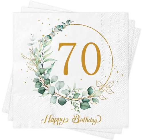 Xunerloy Servietten 70. Geburtstag 40 Stück,70 Geburtstagsdeko Servietten Eukalyptus Grün Mann Frau Geburtstag Party Tischdekorationen