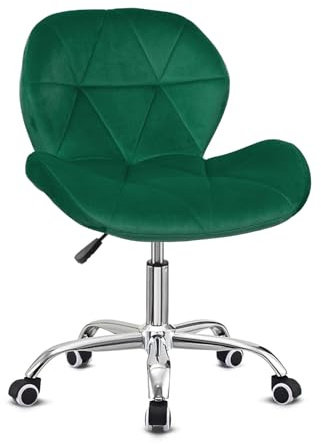 Hadwin Modern Velvet Swivel Office Chair, Height Adjustable Padded Armless Desk Chair with Wheels for Home Office, Green