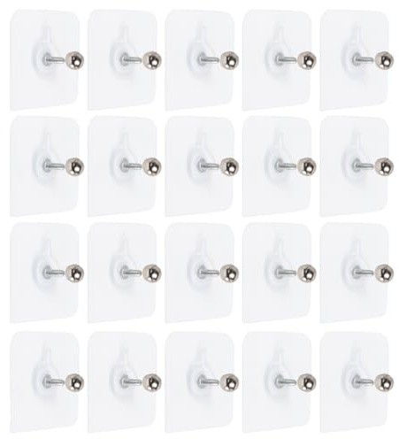 20 Piezas Tornillos Adhesivos para Pared Sin Marcas ni Perforaciones, Adhesivo Resistente e Impermeable, para Colgar Cuadros, Espejos y Objetos, Transparente, Tornillos Incluidos