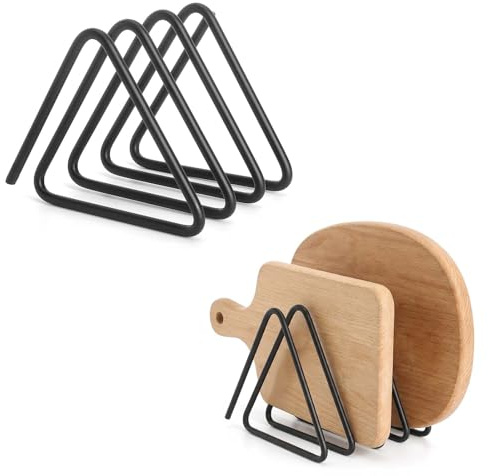 Schneidebrett Halter 2er Set Küchen Organizer Platzsparende Aufbewahrung mit Anti-Rutsch Metallgestell für Topfdeckel, Pfannen, Teller und Schneidebretter Küchenregal für Arbeitsplatte, Schublade oder