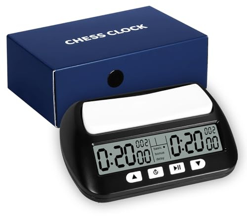 TOSUTO Reloj de ajedrez Profesional​​,Reloj ajedrez​​ con Digital Multifuncional Pantalla​​ – Cuenta Regresiva/Bono/delay,Control de 4 Botones​​,diseño competitivo​​ para torneos y Juegos de Mesa