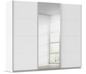 Rauch Möbel KULMBACH, Schwebetürenschrank, Farbe Weiß, Breite 271 cm | Kleiderschrank mit Schwebetüren, Schiebetüren, 3-türig, mit Spiegel, Zubehör Premium, Schlafzimmer, Jugendzimmer, Garderobe