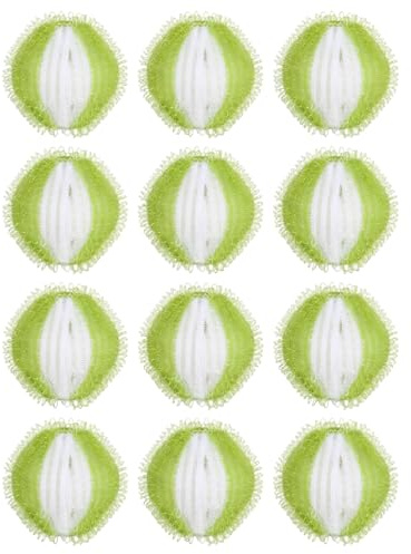 DYIOTF 12 Pcs Atrapa Pelos Lavadora, Bolas Atrapa Pelos para Lavadora y Quita Pelos Mascota Reutilizables, Elimina Pelo de Perro, Gato y Pelusas en Ropa, Color Verde Mostaza y Blanco