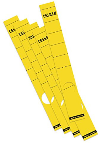 Original Falken 10er Pack Ordner-Rückenschild. Made in Germany. Etiketten 36 x 290 mm selbstklebend für 5 cm schmale Ordner gelb