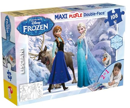 Liscianigiochi 2 in 1 Doppel Gesicht supermaxi 108 Stück Die Eiskönigin Frozen
