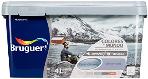 Bruguer Colores del Mundo Pintura para paredes monocapa Escandinavia Gris Natural 4 L