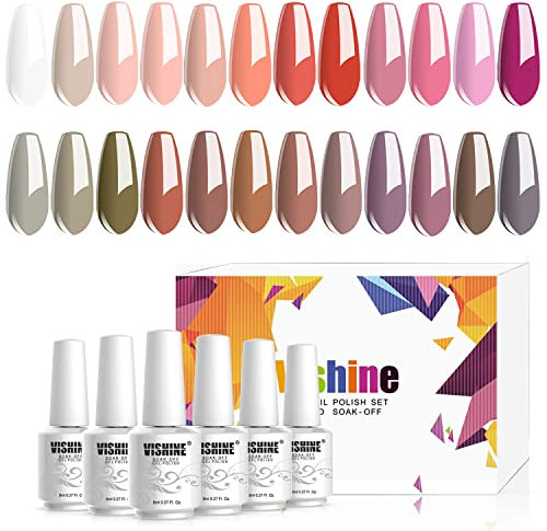 Vishine 24 Colors Gift Set Gel Nail Polish Kit Soak Off UV LED Nail Gel Polishes for Nail Art 8 ML/PC Pack of 24 Pretty Colors Series Kit