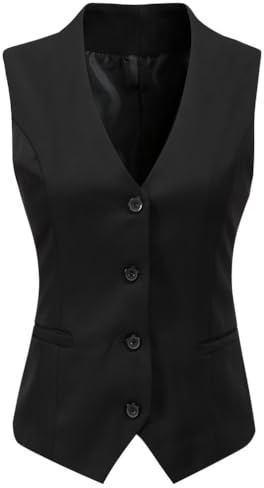 Foucome Suit Vest for Women Formal Regular Fitted Vest Tops Black M