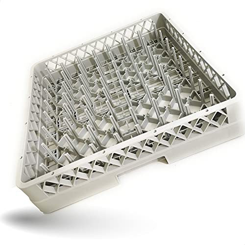 Gastronette Cesta para fregadero con 64 dedos, platos, vasos, tazas, bandejas, para gastronomía, lavavajillas, cesta universal de plástico, 50 x 50 cm, apilable, de malla gruesa