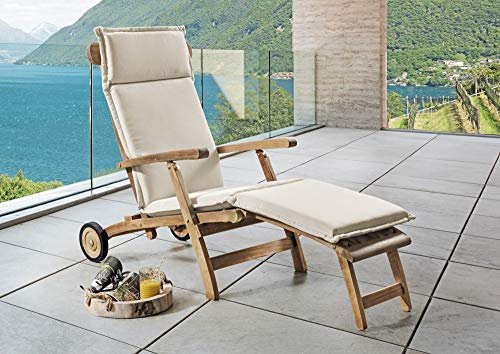 Beauty.Scouts Outdoor Collar Edition DEST Polster für Teak-Deckchair Deluxe, Natur, 180 x 48 x 6 cm, Polsterauflage, Auflage, Garten, Gartenliegenauflage, Gartenliegenpolster