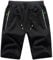 JustSun Kurze Hosen Herren Shorts Sommer Kurze Jogginghose Baumwolle Sweat Sport Shorts mit Reißverschluss Schwarz 3XL