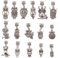 PandaHall 32pcs 16 Styles Owl Alloy Dangle Beads, 5mm Großes Loch Tibetische Europäische Charms Anhänger Eule Charms Kaution Für Armband Halskette Schmuckherstellung, Antik Silber Farbe