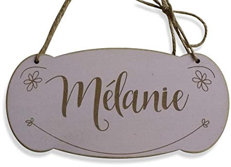 Craf'u PRÉNOM Plaque de Chambre en Bois Personnalisée Déco de Porte Panneau Enfant Bébé Cadeau de Naissance