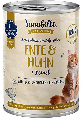 Sanabelle Nassfutter Leckerbissen mit Ente & Huhn | 6 x 400 g | 2.4 kg