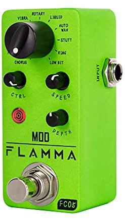 FLAMMA FC05 Mini Modulation Pedal with Chorus Flanger Tremolo Phaser Vibrato Rotary Liquid Autowah Stutter Ring LowBit