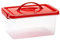 Tradineur - Caja de plástico con tapa de color surtido y asa, de 29 x 18,5 x 13 cm, 4 litros. Baúl con tapa para organización del hogar. Arcón de plástico para distintos usos