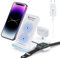 seacosmo Caricatore Wireless 3 in 1, Pieghevole Senza Fili Caricabatterie Wireless per iPhone 15/14/13/12/11 Serie, Stazione di Ricarica per Apple Watch S9/8/7/6/5/4/3/2, AirPods 3/2/1,AirPods Pro 1