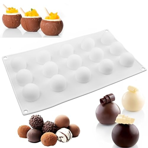 Holzsammlung 15 cavités moule à gâteau hémisphère moules en silicone pour gâteaux moules en résine moule à muffins utilisés dans la cuisine moule de four pour pudding pour gâteau