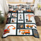 Kinder 135x200cm Bettwäsche Konstruktion Ingenieurfahrzeug Drucken Bettbezug Set Jungen Mädchen Baustelle Auto Fahrzeug Karikatur Maschinen-LKW Bettwäsche Set mit 1 Kissenbezug 80x80cm Orange Weiß