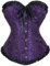 WLFFW Bustino Corsetto Donna Elegante Corpetto Casual Satin Floreale (EU(32-34) S, Nero Viola)