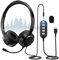 XAPROO USB Headset with Microphone for Laptop, Quality USB/3.5mm Wired Headphones with Microphone, Mute, Volume Control&Sidetone Function, 2.4m Length PC Headset for Work Office Meeting