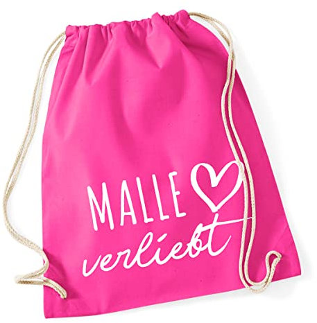 Huuraa Stoffbeutel Malle verliebt Geschenk 12 Liter Fuchsia Baumwolle Malle Aufmerksamkeit