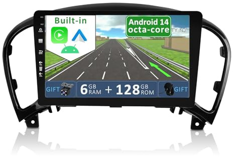 YUNTX Android 14 [6GB+128GB] 2 DIN Autoradio para Nissan Juke J15/YF15 Infiniti ESQ-[Integrado CarPlay/Android Auto/DSP/GPS]-Cámara&Mic-Soporte Dab/Control del Volante/Arranque rápido/BT 5.0/USB