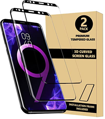 Samsung S9 Plus Screen Protector, Samsung S9 Plus Tempered Glass Screen Protector [Support Fingerprint Sensor] [Full Screen Coverage] [Bubble Free] [Case Friendly] [Installation Frame] - 2 Pack