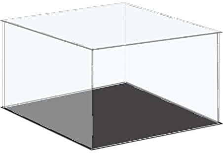 sourcing map Acryl-Vitrine, Kunststoffbox, Würfel-Aufbewahrungsbox, transparent, klein, staubdicht, 41 x 41 x 20,5 cm, für Sammlerstücke
