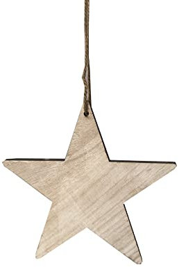 Holzsterne zum Aufhängen 10er Set mit Juteschnur - 10 cm - 42607-298