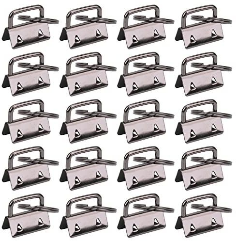 Trimming Shop Key Fob Hardware Gunmetal 1 Lanyard Keychain Hardware-20pcs | Fob Key Ring with Metal Split Ring Clamps for Wristlet Lanyards, Webbing, Belts, Leather & Ribbon