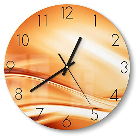 DEQORI Glasuhr | rund Ø 30 cm | Motiv Fließendes Farbspiel | ausgefallene leise Design Uhr aus Glas | Wanduhr für Wohnzimmer & Küche | moderne Hingucker Uhr für die Wand