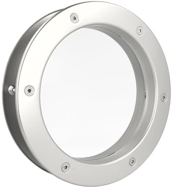 MLS Bullauge B4000, Bullauge für Türen, aus Robustem Aluminium, VSG-Sicherheitsglas, Passend für 40 mm Starke Türen, Beidseitig Sichtbare Befestigungsschrauben, 350 mm Durchmesser, Klares Glas, Silber