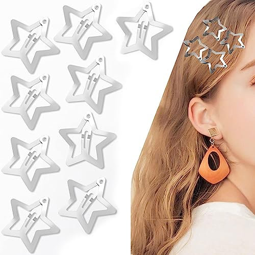 100 pezzi di clip per capelli a stella,clip per capelli a stella in metallo antiscivolo,fermagli per capelli a stella,mollette a forma di stella per capelli,per acconciature(argento)