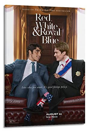 V BY N Filmposter in Rot, Weiß und Königsblau, Vintage-Kunst, Raumdekoration, ästhetische Schlafzimmerdekoration, Leinwandposter für Schlafzimmer, 20 x 30 cm, Rahmenstil