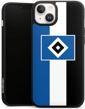 Premium Silikon Hülle kompatibel mit Apple iPhone 14 Handyhülle schwarz Case HSV Streifen Hamburger SV