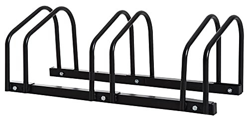 HOMCOM Râtelier 3 vélos range-vélos support rangement vélo à pneu 65 mm dim. 76L x 33l x 27H cm acier noir